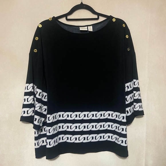 Chico's Knit Kit Majestic Button top size L with gold button details EUC - Picture 4 of 6